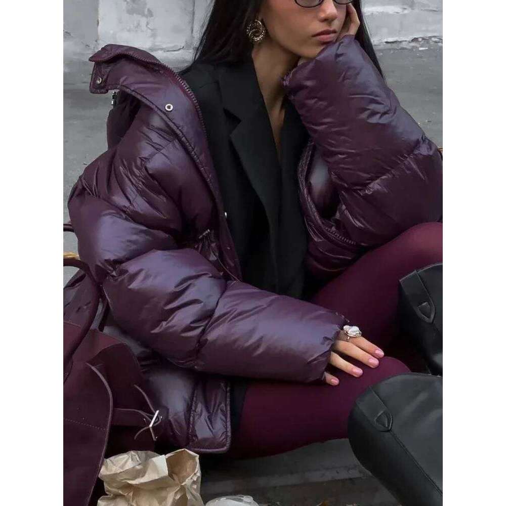 Casual Single Breasted Zipper Warm Coat With Belt Winter Female Pocket Long Sleeve Jackets Fashion Thick Padded Jacket For Women