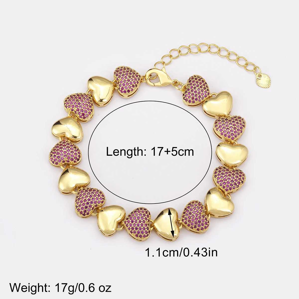 Nidin New Fashion Love Heart Shape Cubic Zirconia Charm Bracelets For Women Female Birthday Party Fine Jewelry Gift WholesaleT251110