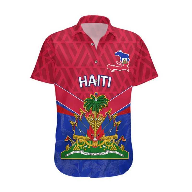 3D printed Hawaiian mens shirt Haiti Independence Anniversary Ayiti flag jacket arm shirt casual and fashionable womens top X250410