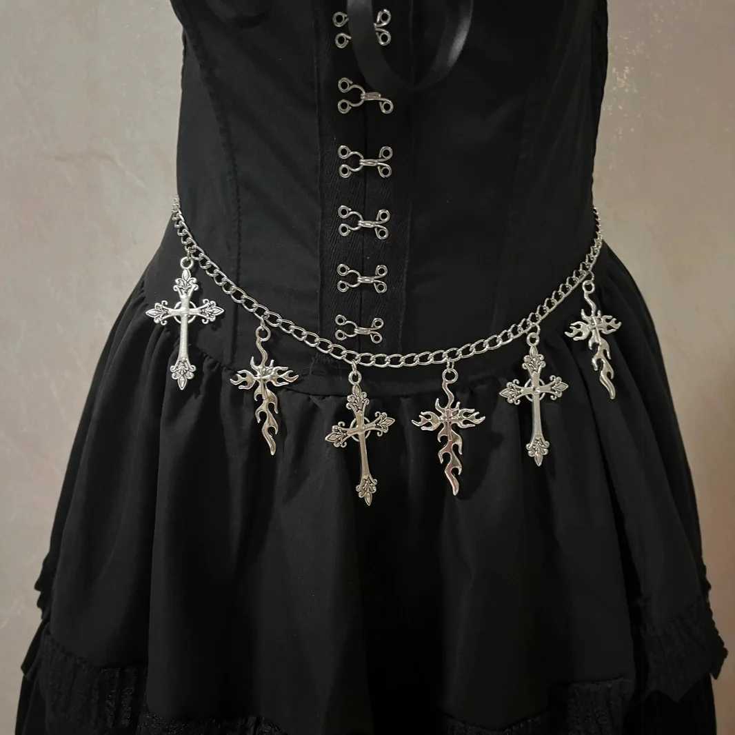 New metal waist chain alloy cross jewelry pants accessories pants chain X250410