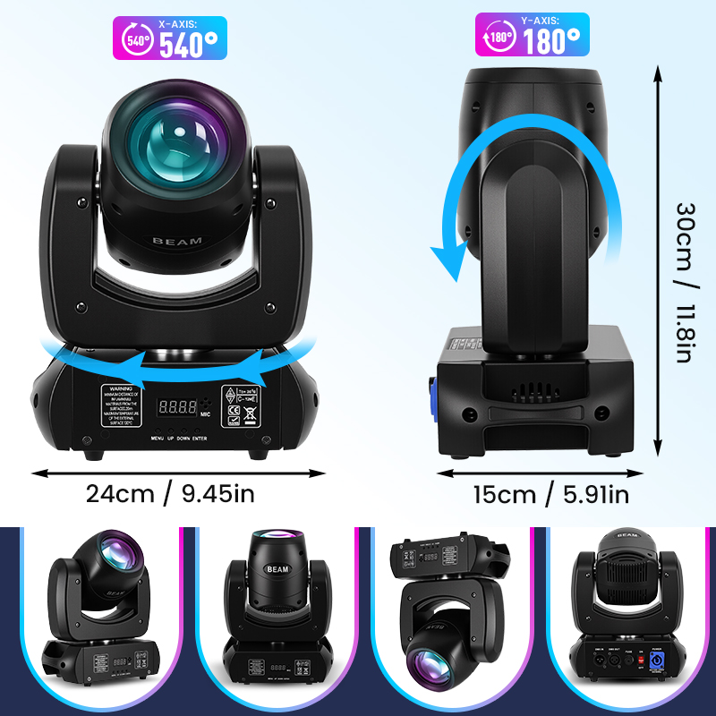 Stock In USA 120W swivel beam light - high-performance light for small bars, used for concert atmosphere lighting, multi-color prism light, live strea