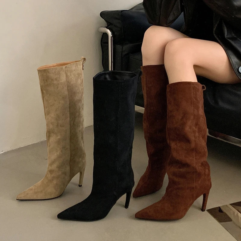 Eilyken Winter Street Style Pointed Toe Knee-High Women Boots Thin Heels Shoes Female Punk Vintage Long Booties Zapatos De Muje 251107