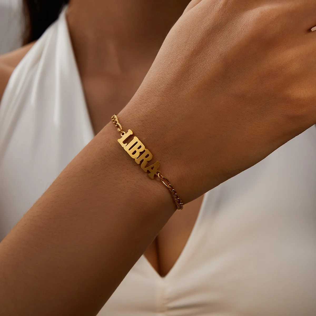 12 Constellations Zodiac Sign Charm Bracelets for Women Men Gold Color Stainless Steel Bracelet Birthday Jewelry Gift WholesaleT251110