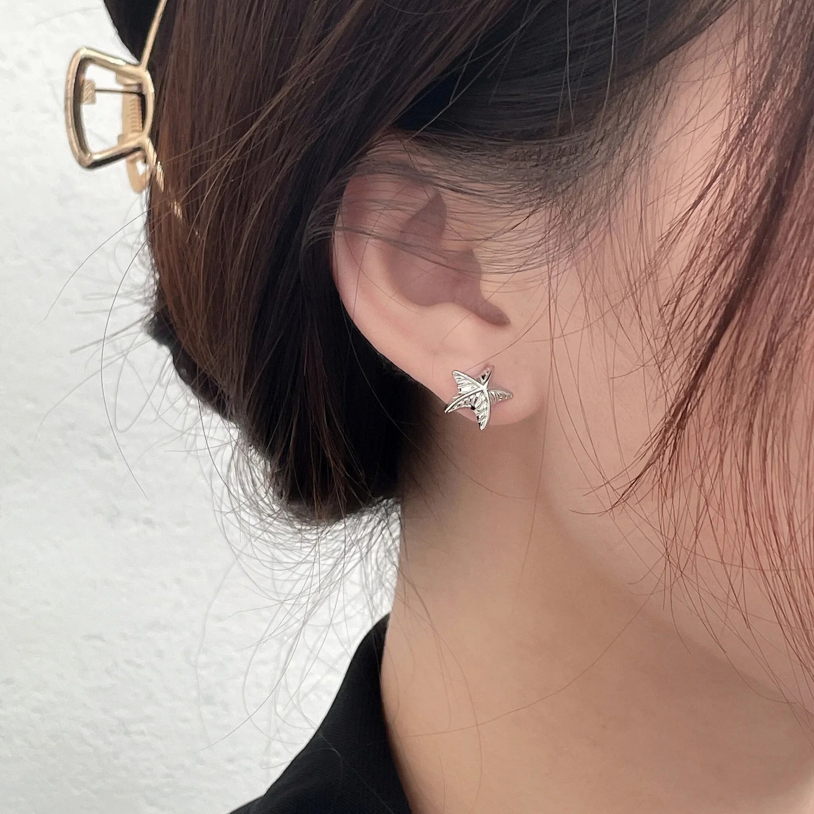 S925 pure silver sweet star earrings for women simple five point star French earrings jewelry Korean style earrings gifts 250409