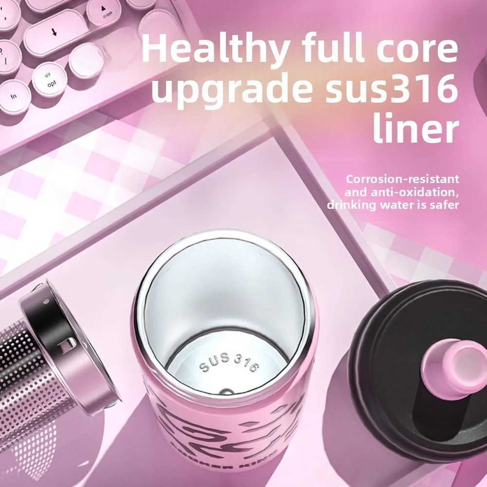 Fashionable cup COOKER KIN Children Cute 316 Stainless Steel Thermos Cup Student Kit Portable 600ml Large Capacity Straw Cup ple Y251110