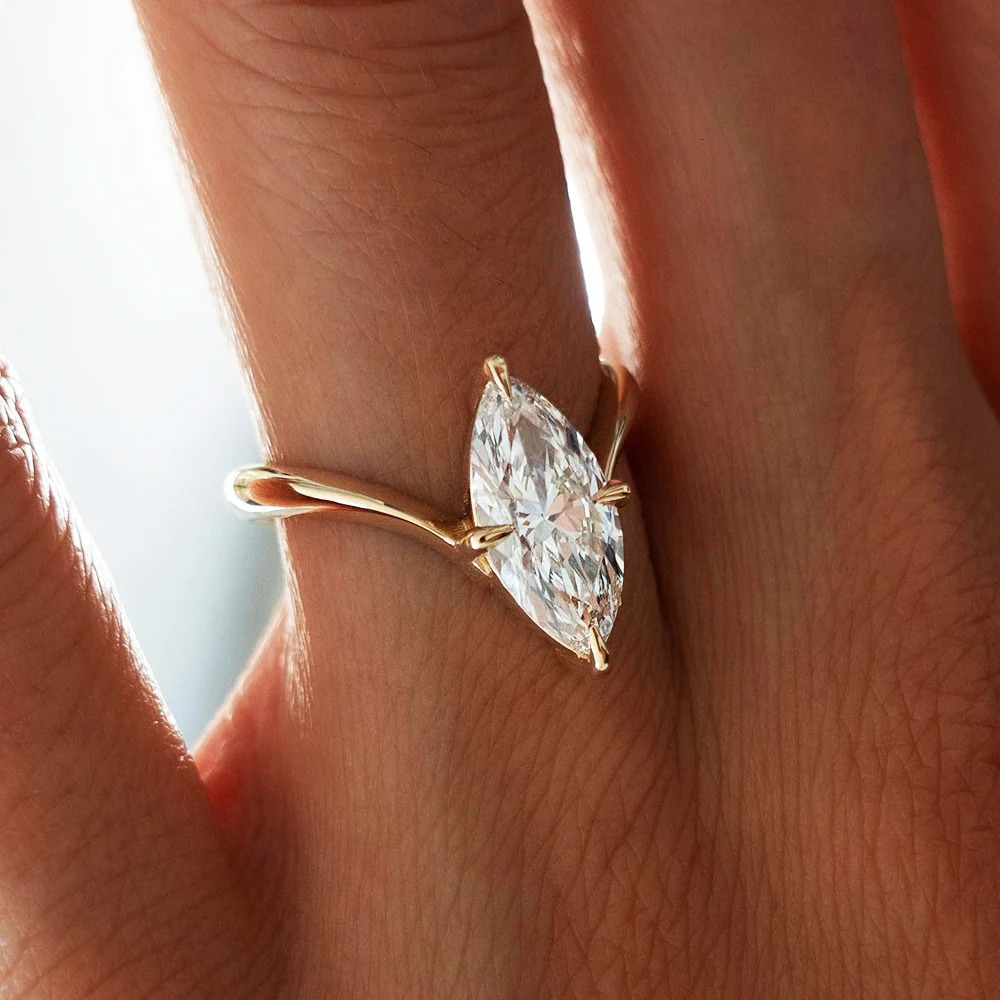 BXINY Marquise Cut Ring Set S925 Silver Plate 18K Gold for Women GRA Certified Lab Diamond Wedding Band Gifts Jewelry 251103