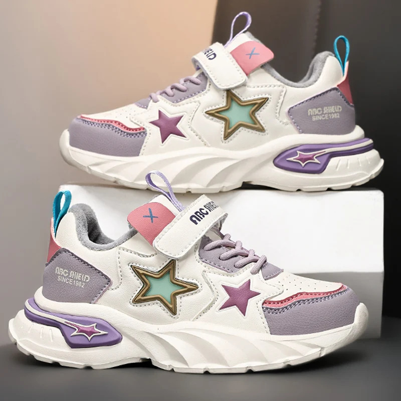 Childrens sports shoes girls cute leather breathable and comfortable lightweight fashion sports shoes childrens flat running shoes 250403