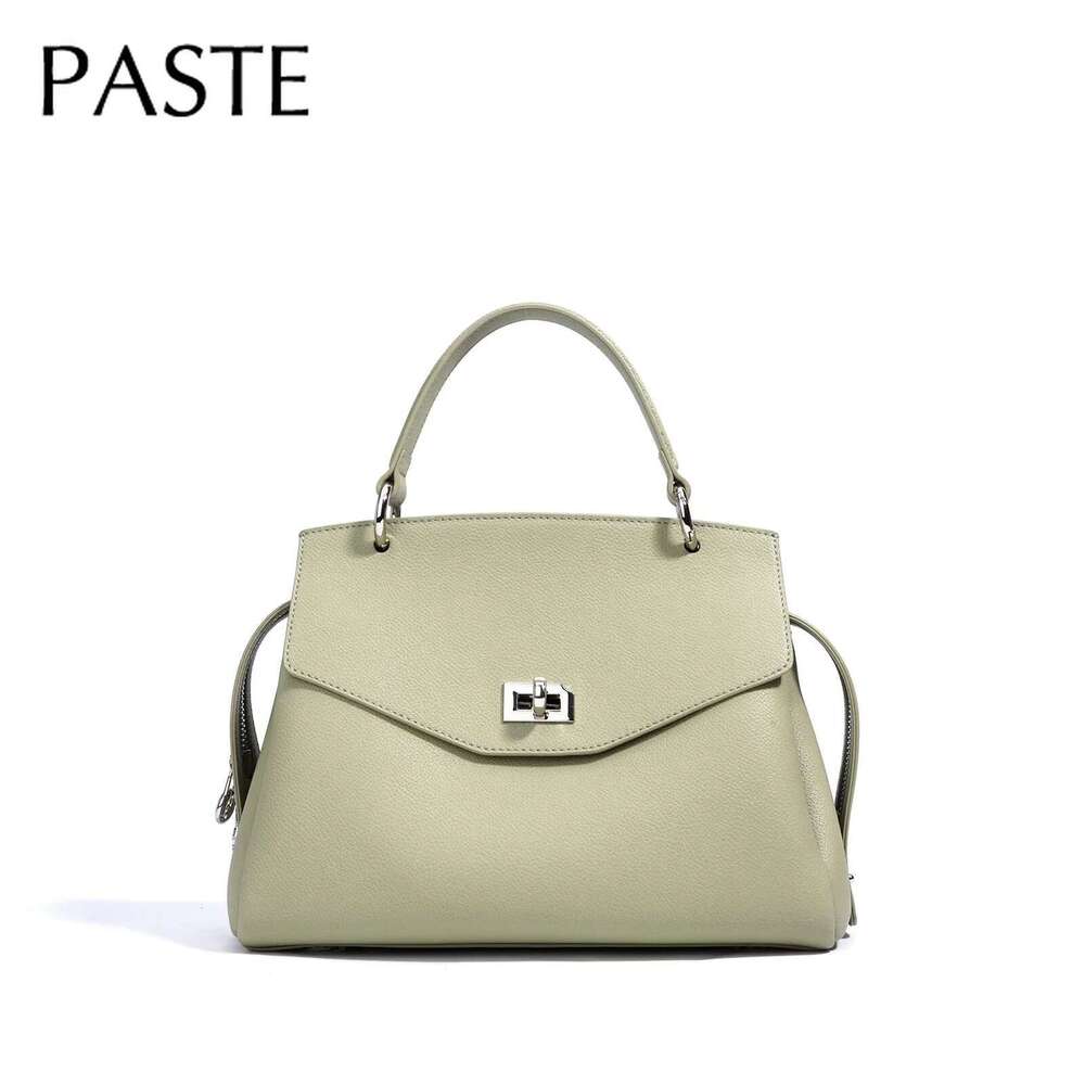 New Practical Design Large Capacity Cover Tote Light Green Cowhide Leather Women Handbag Beige Commuter Shoulder Bag