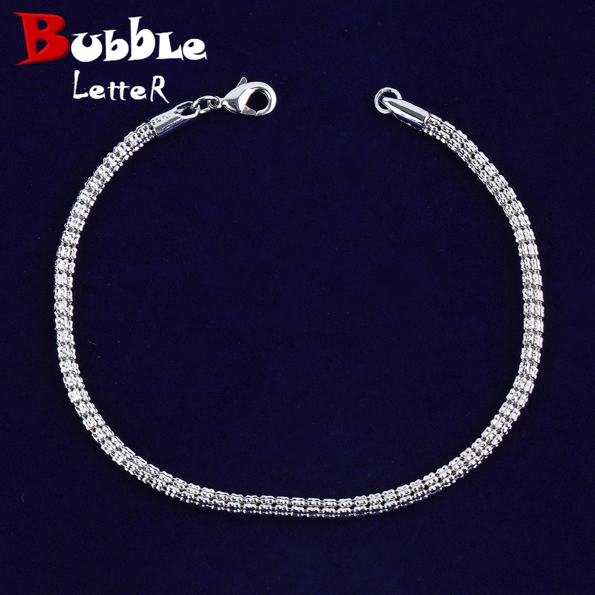 Bubble Letter Round Snake Link Bracelet for Women Real Gold Plated Hip Hop Jewelry 250408