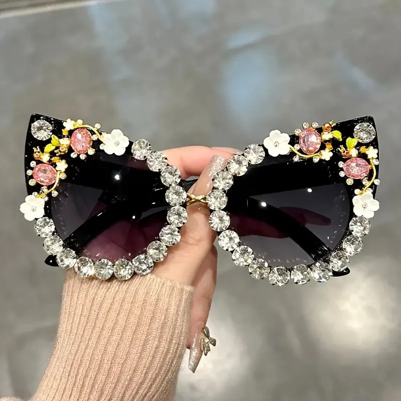 y rhinestone sunglasses cat eye gradient decorative shadow props used for clothing parties dances 250410