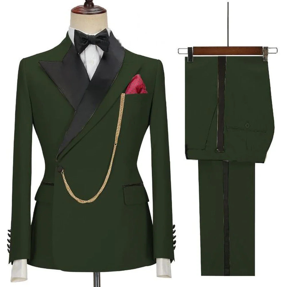 Yellow Men Suits Latest Lapel One Button Casual Slim Male Suit Business Wedding Groom Elegant 2 Piece Blazer Pants 250409