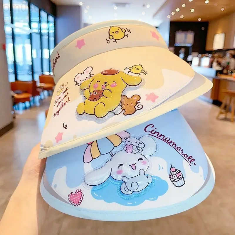 Sanrio Kawaii Anime Kuromi Cinnamoroll Children Sunscreen Hat Cute Cartoon My Melody Pompompurin Anti-Uv Sunshade Cap Kids Gifts H251110