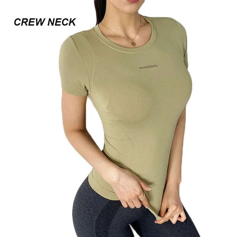 Aiithuug Yoga Short Sleeve Quick Dry Gym Shirts S-Shaped Waist Es Top Stretch Breathable Daily Sports Tennis Golf Tops