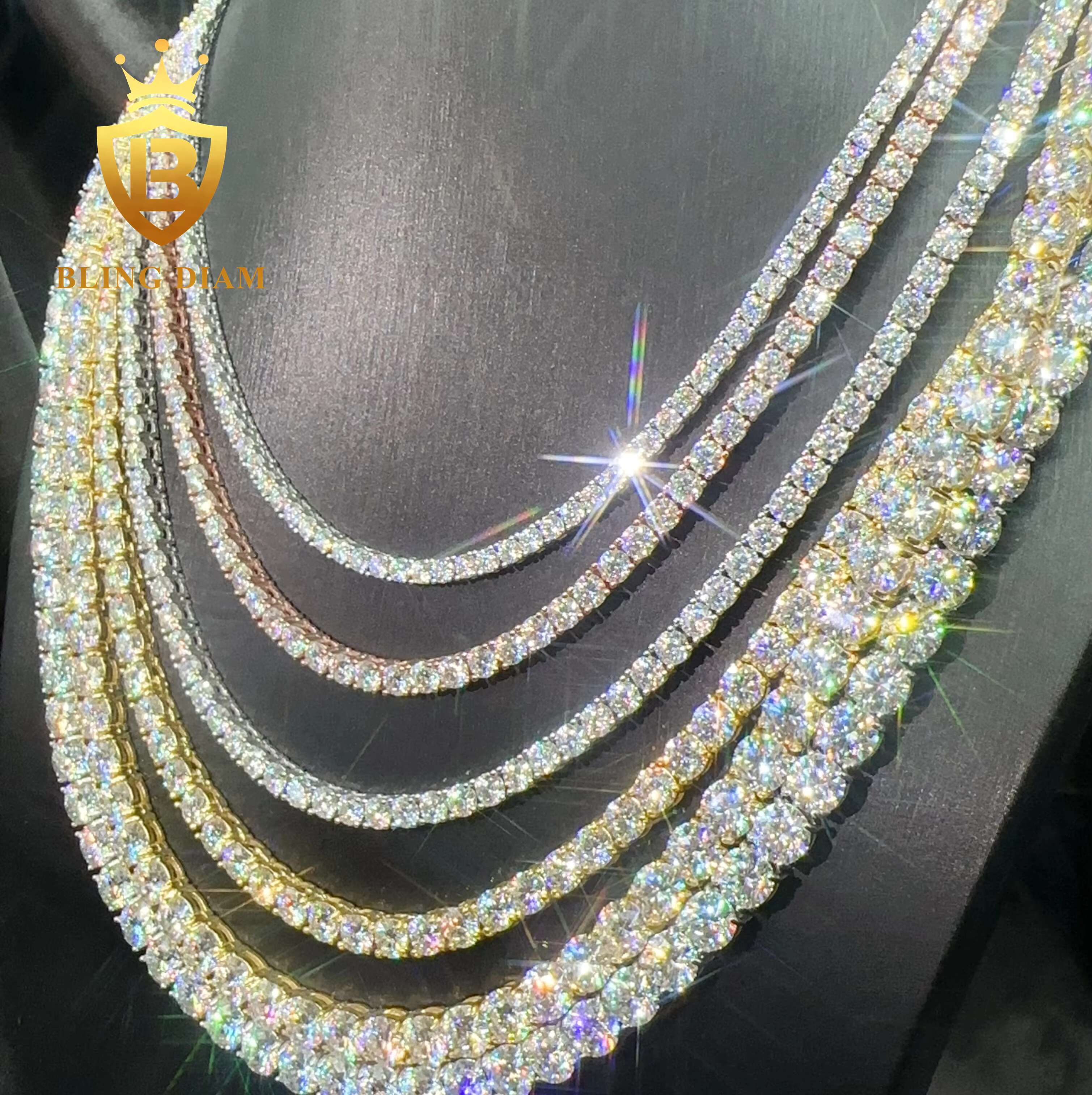 Hot Sale 6.5mm Iced Out Tennis Chain 925 Silver Pass Diamond Tester VVS Moissanite Diamond Men Women Moissanite Tennis Chain