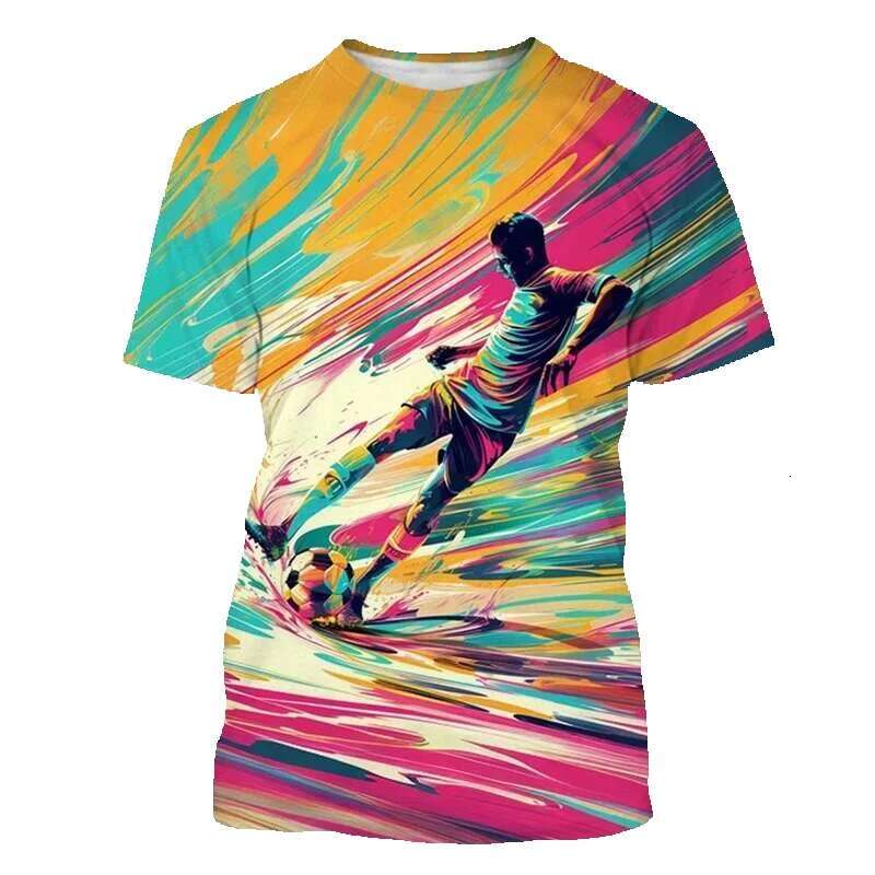 Men's and children's short sleeved round neck printed football T-shirt, outdoor sports, children's, fun, fashionable trend