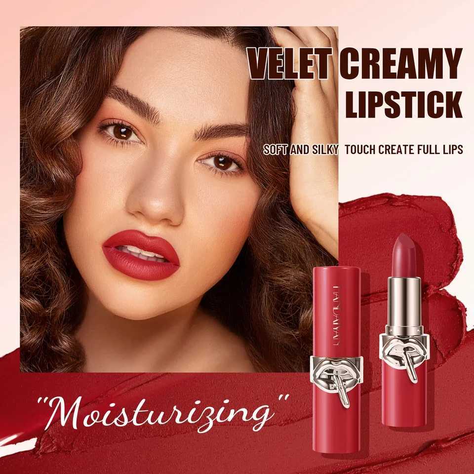 Creamy Velvet Lipstick Moisturizing Long Lasting Waterproof Non Stick Cup Rich Color 6 Shades Smooth Lip Makeup For WomenT251110