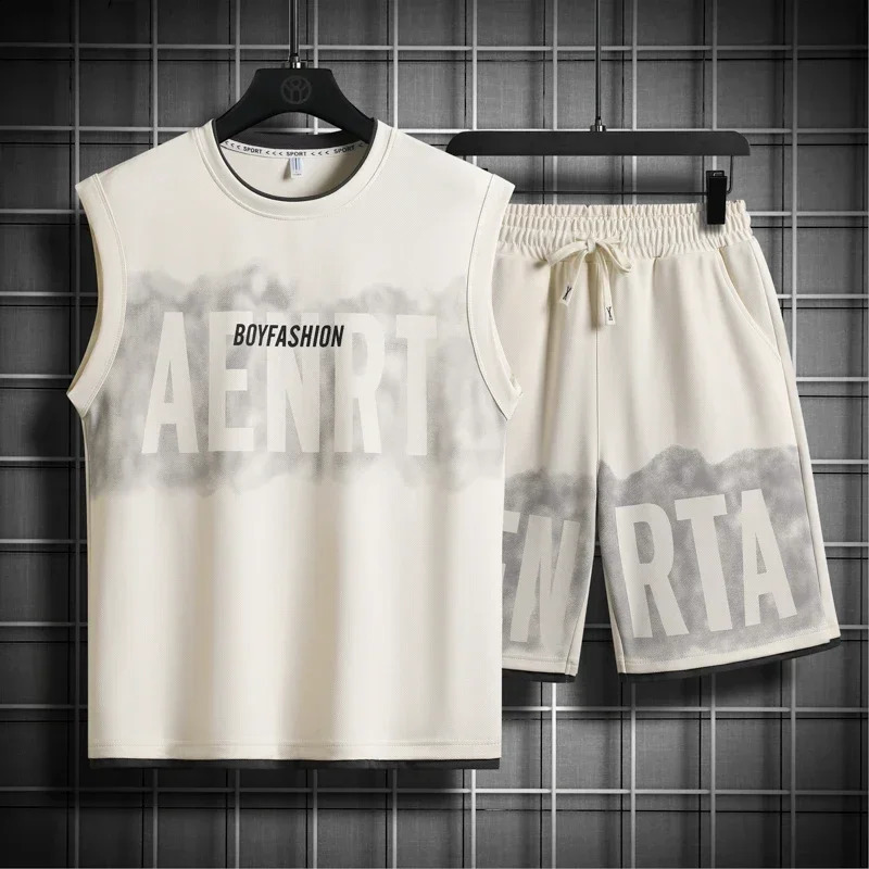 Tracksuit Mens Set Short Sleeves T-Shirt Shorts Sportswear Sporting Suit Oversize Men Clothing Sweatpants Ropa Para Hombre 250407
