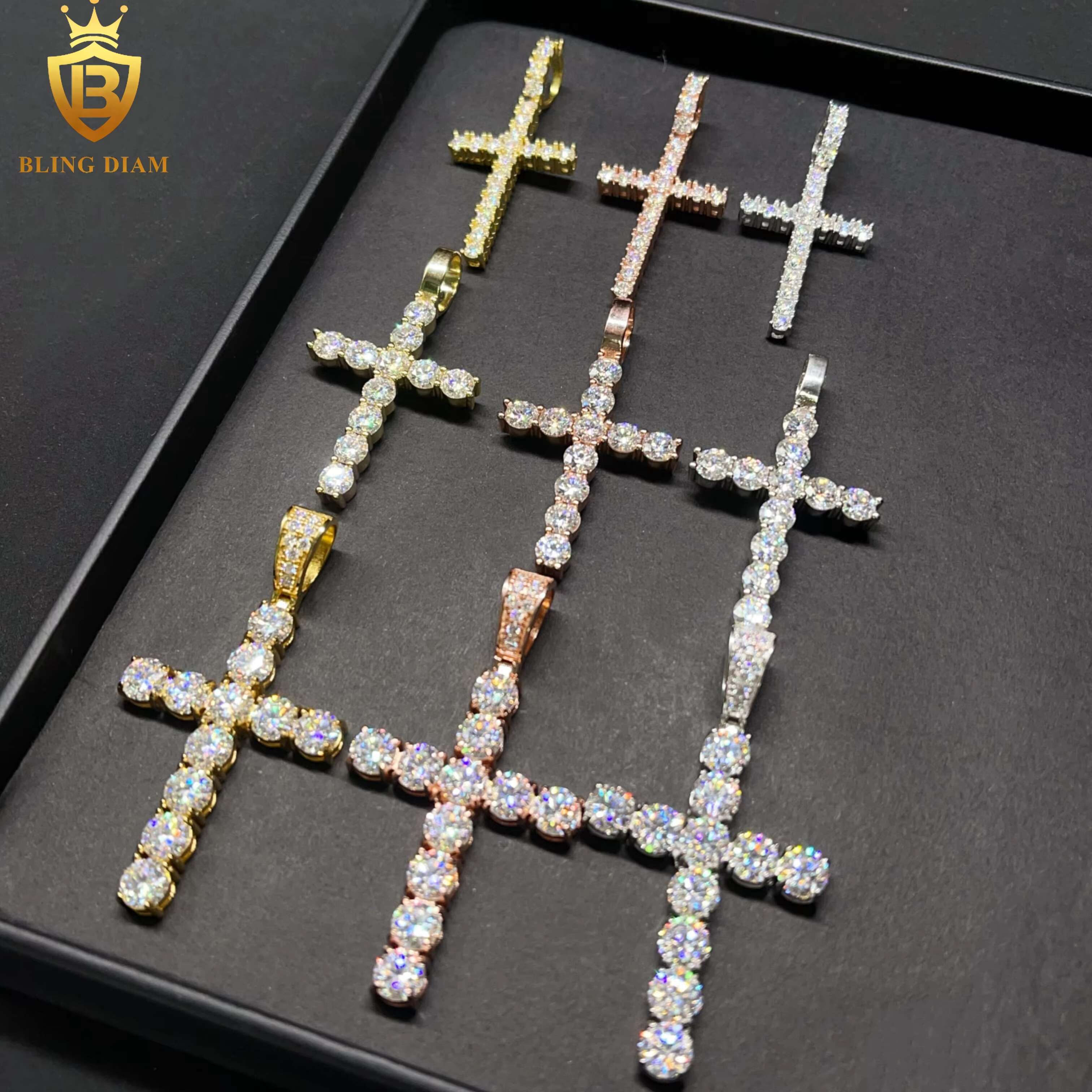 Hip Hop Jewelry 925 Sterling Silver Iced Out Moissanite Multi Styles Selection Cross Pendant Men Pass Diamond Tester