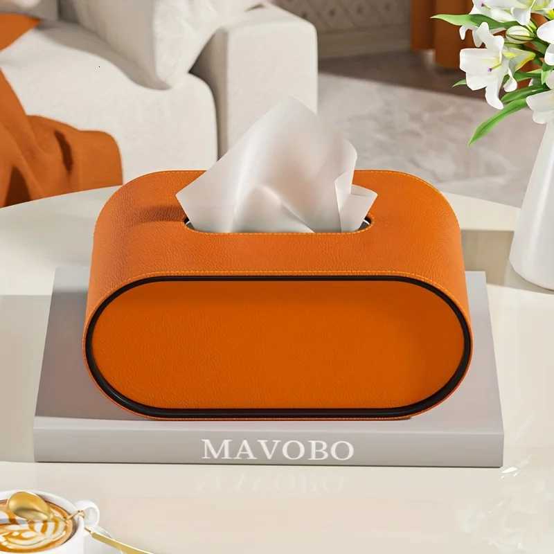 Oval luxury Tissue Box Cover Made of High-quty Leather Suitable for Living Rooms Tabletops and Dining Rooms W251110