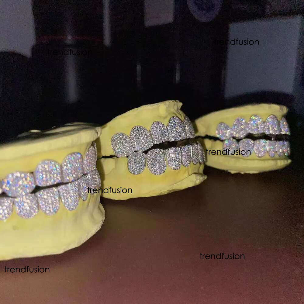 Custom Made Hip Hop Iced Out Sterg sier Jewelry Deep Cut VVS Moissanite Dias Teeth Mouth Grillz