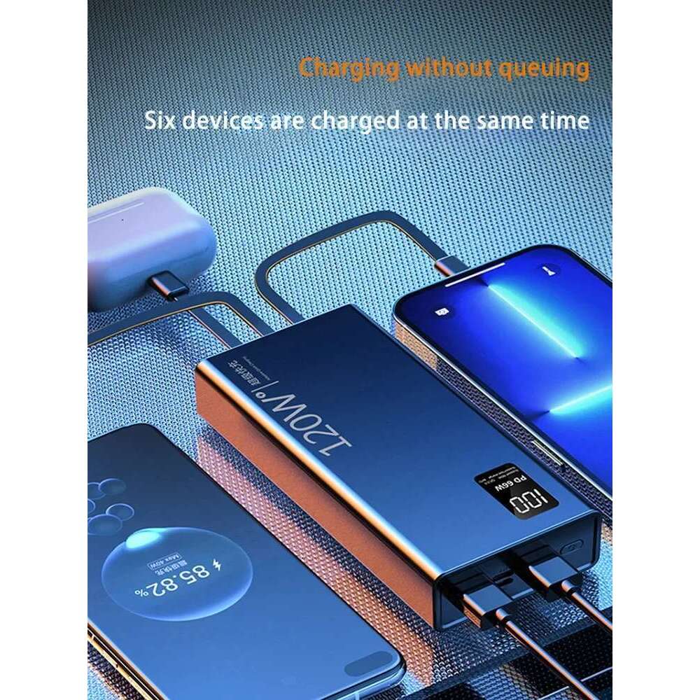 20000mAh High Capacity Power Bank 4 in 1 120W Fast Charging Powerbank Portable Battery Charger For Phone Samsung Huawei