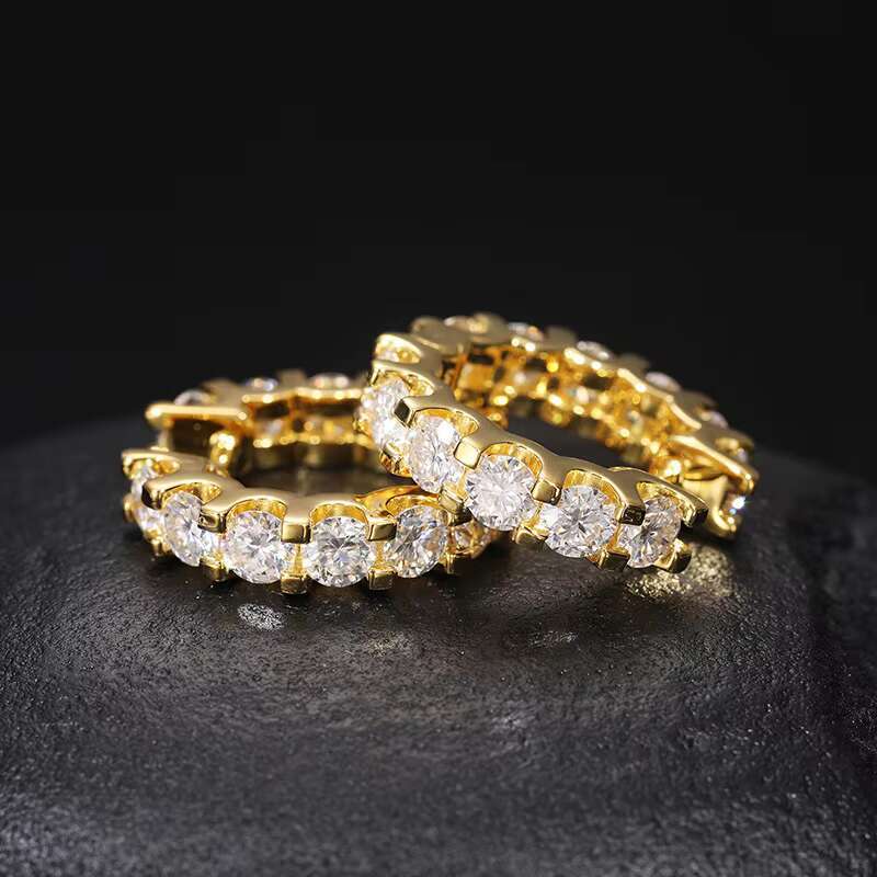 GRA Certified Hip Hop 925 Sterling Silver Hoop Stud Earrings Fashion 4mm VVS D Moissanite Jewelry for Gifts and Parties