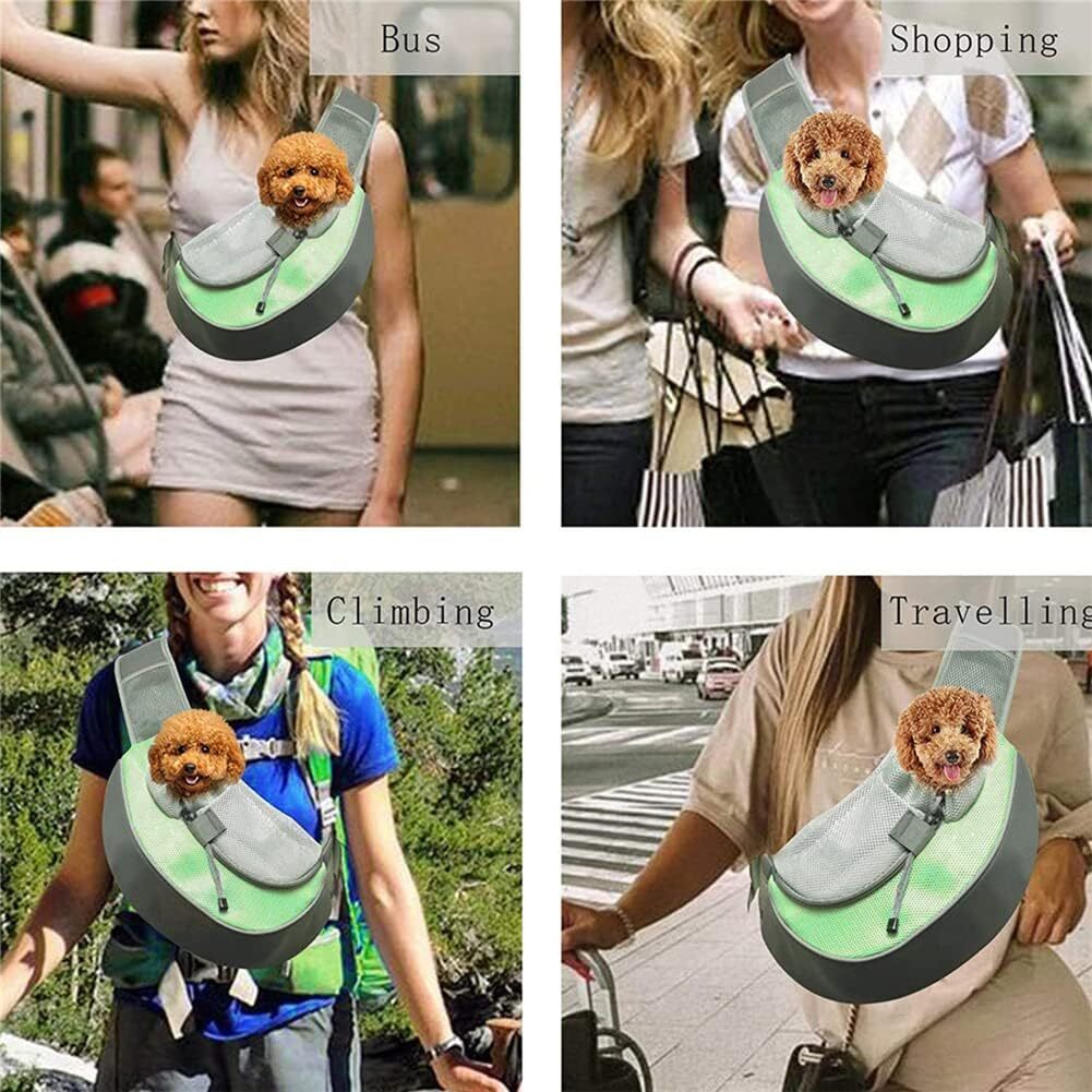 Pet dog sling straps, breathable mesh hands-free adjustable travel safety small dog sling bag backpack dog shoulder bag suitable for dogs, cats, rabbi