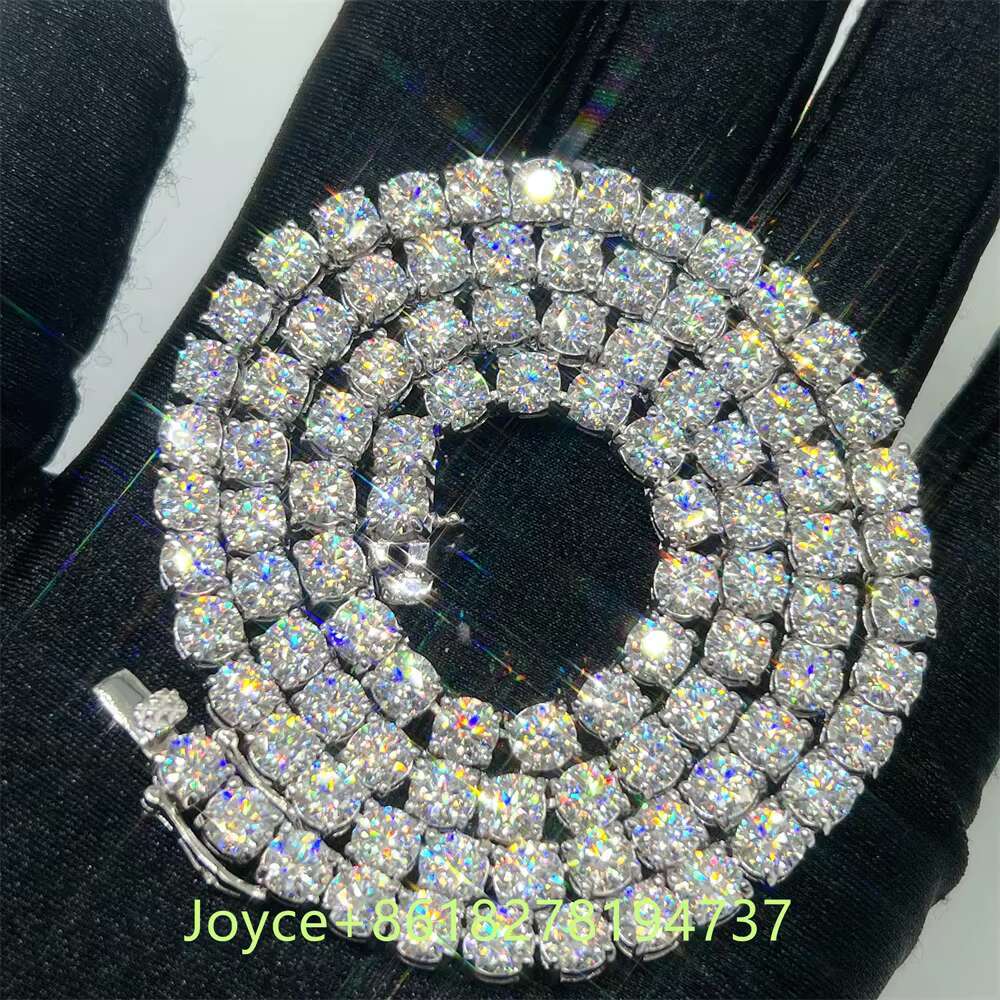 2022 Fashion New Design Necklace 925 Sterling Silver 5mm Vvs Moissanite Tennis Chain