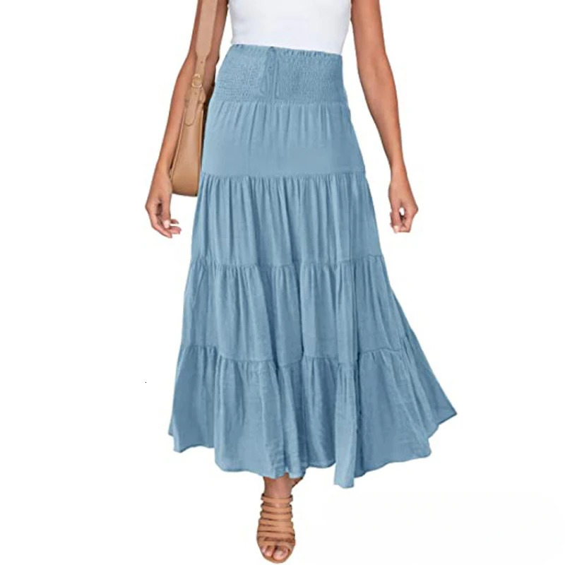 Summer High Waisted Maxi Skirts Fashion Ropa Mujer Faldas Casual Bohemian Long Leather Saias Harajuku Street Clothing 250407
