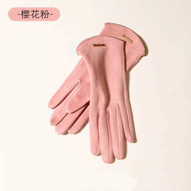 Womens Winter Touchscreen Gloves Fleece Lined Thickened Suede Leather Cycling Driving Warm Cold Resistant L251110