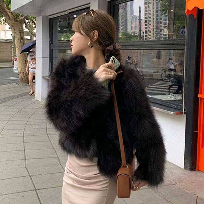 Winter White Autumn Women Short for Style Faux Fox Fur Coat Casual Versatile
