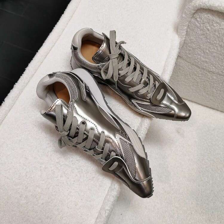 Woman Sandals New Fashion Pointed Sneakers Silver French Trendy Boxing Casual Leg Show Thin German Training Shoes