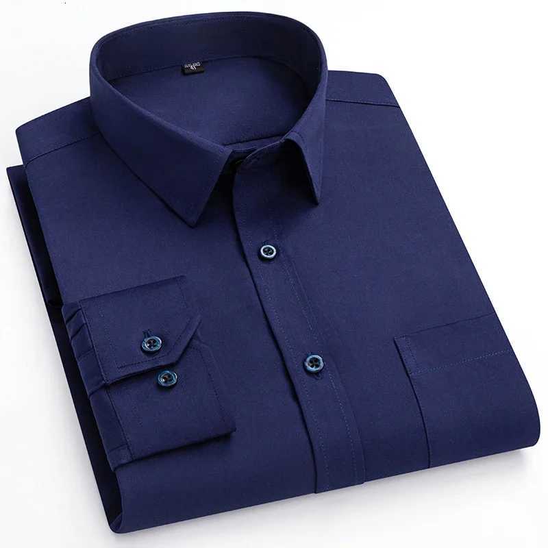 Mens Long-sLeeved Shirts Solid Color Pink Polyester Stretch Breathable New Fashion Style Slim Fit Business Casual Shirt K251110