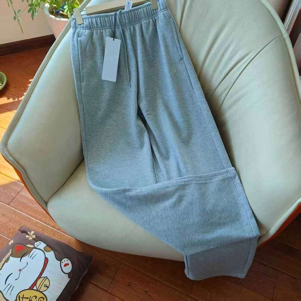 Casual Loose Straight Sweatpants Autumn And Winter Sports Joggers Cotton Elastic Waist Drawstring Wide Leg Pants Women