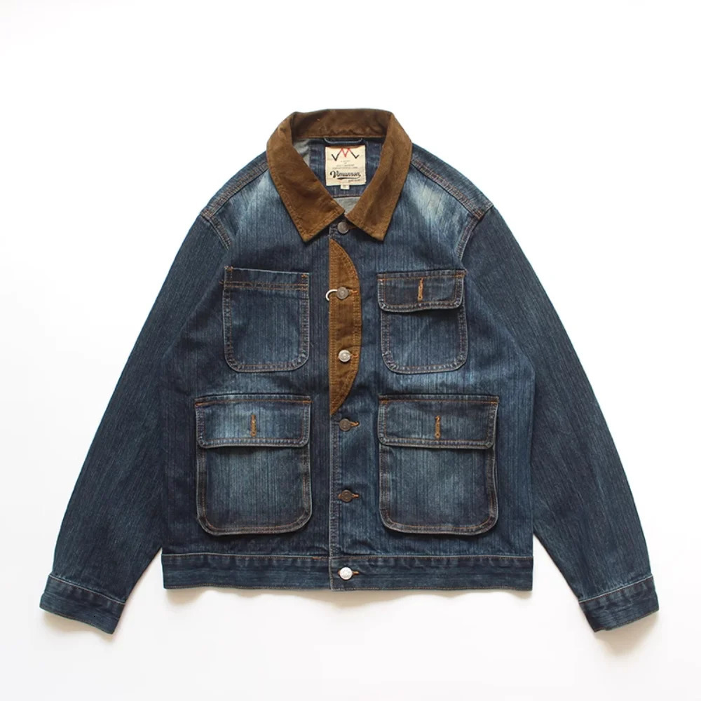 Classic mens denim jacket with retro edges suitable for autumn 250401