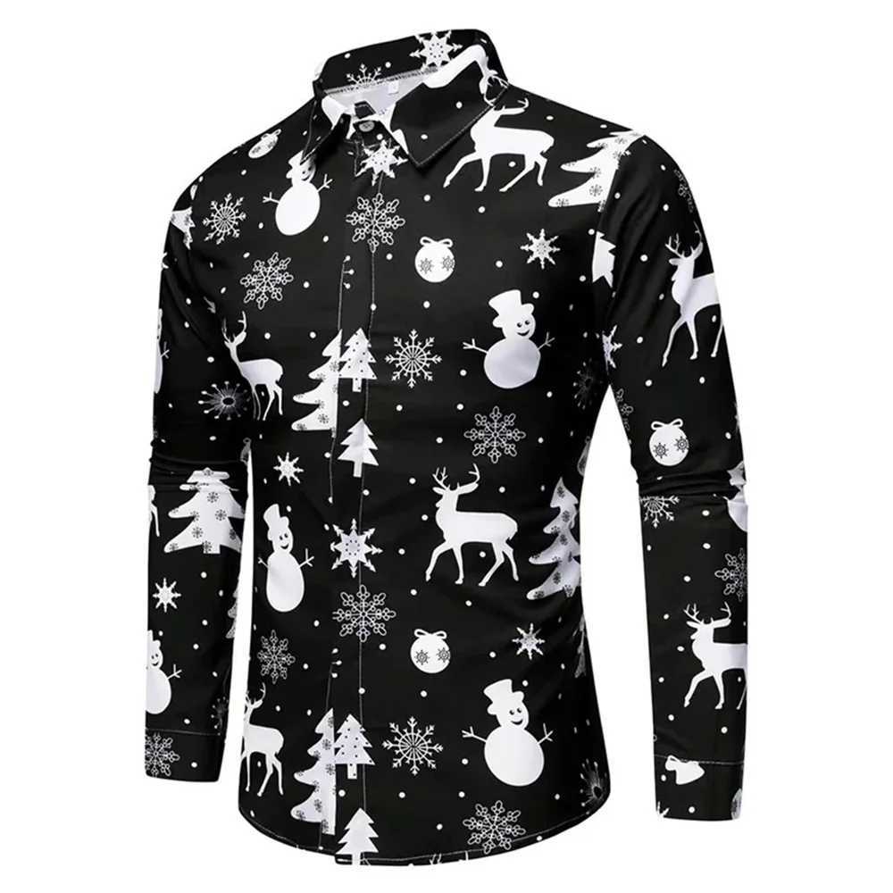 mens Long Sves shirt Christmas tree white snow 3D print Christmas classic style long sved Shirt fashionable mens shirt Q251110
