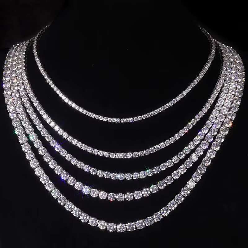 2mm 3mm 4mm 5mm 6.5mm 7mm 8mm Classic Necklace Silver Vvs Moissanite Mens Chains Fine Jewelry Tennis Chain