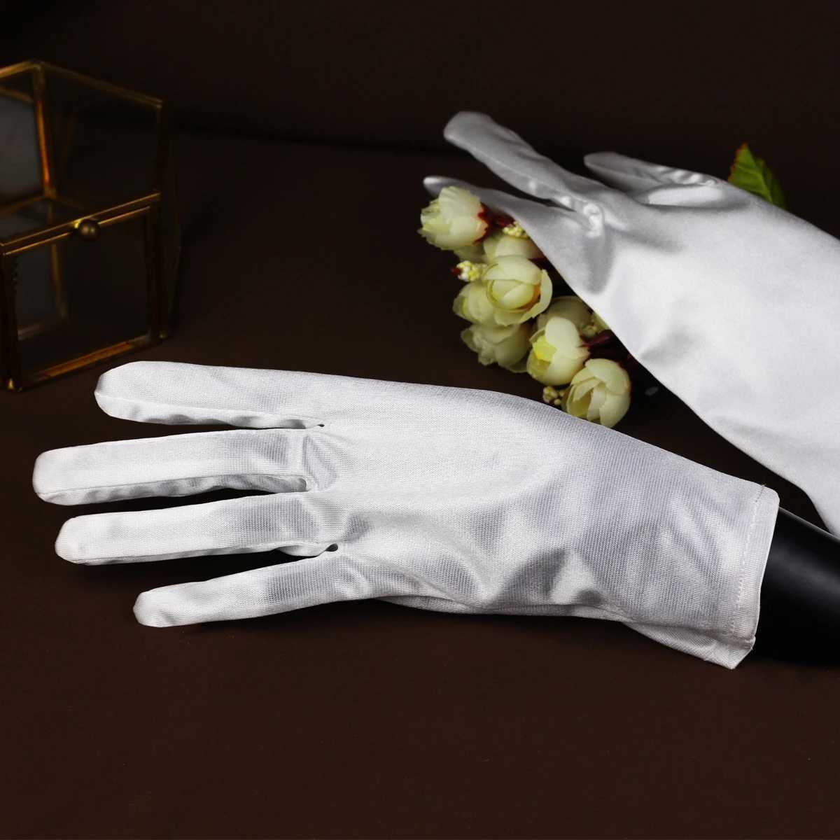 WG044 Simple Wedding Bridal White Black Gloves Satin Brides Bridesmaid Gloves Evening Party Glove for Women L251110