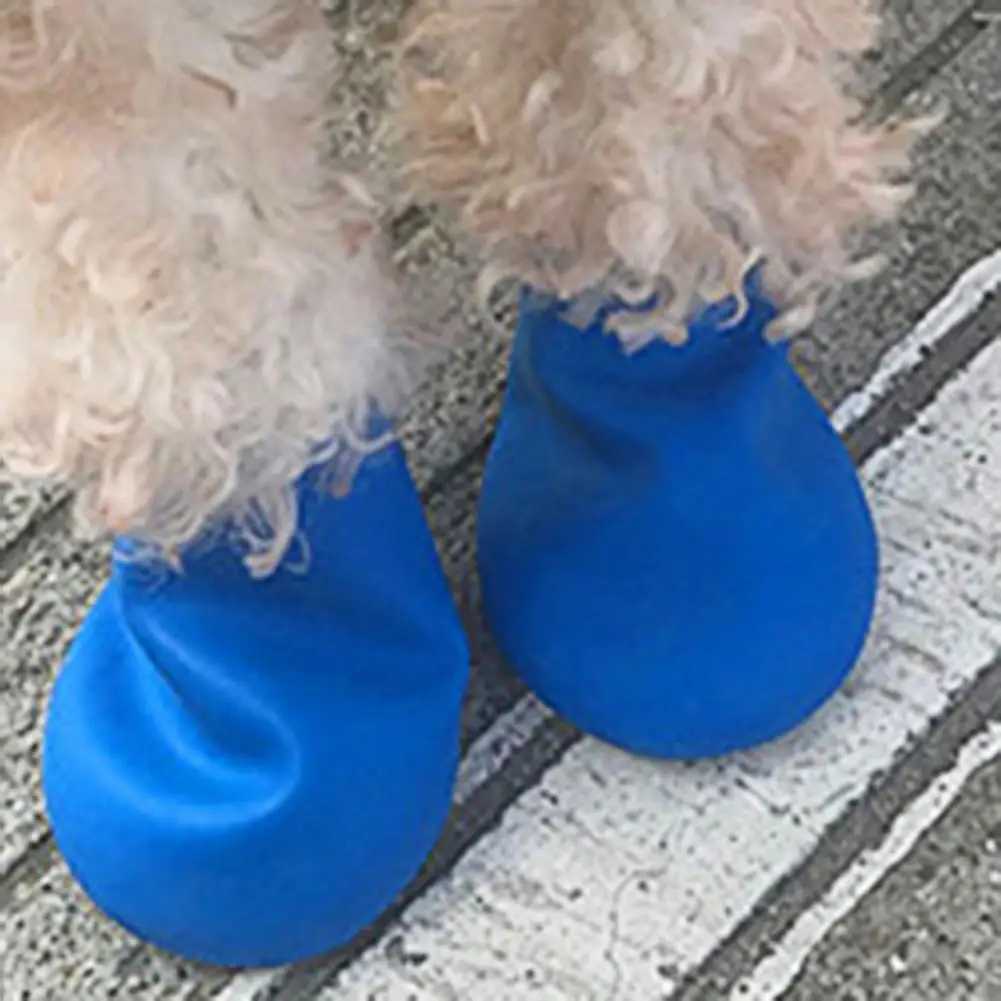 4 pieces/set of waterproof paw protectors balloon rubber rain boots cat socks shoes anti slip pet shoes dog Chihuahua Botas Buty T2504010
