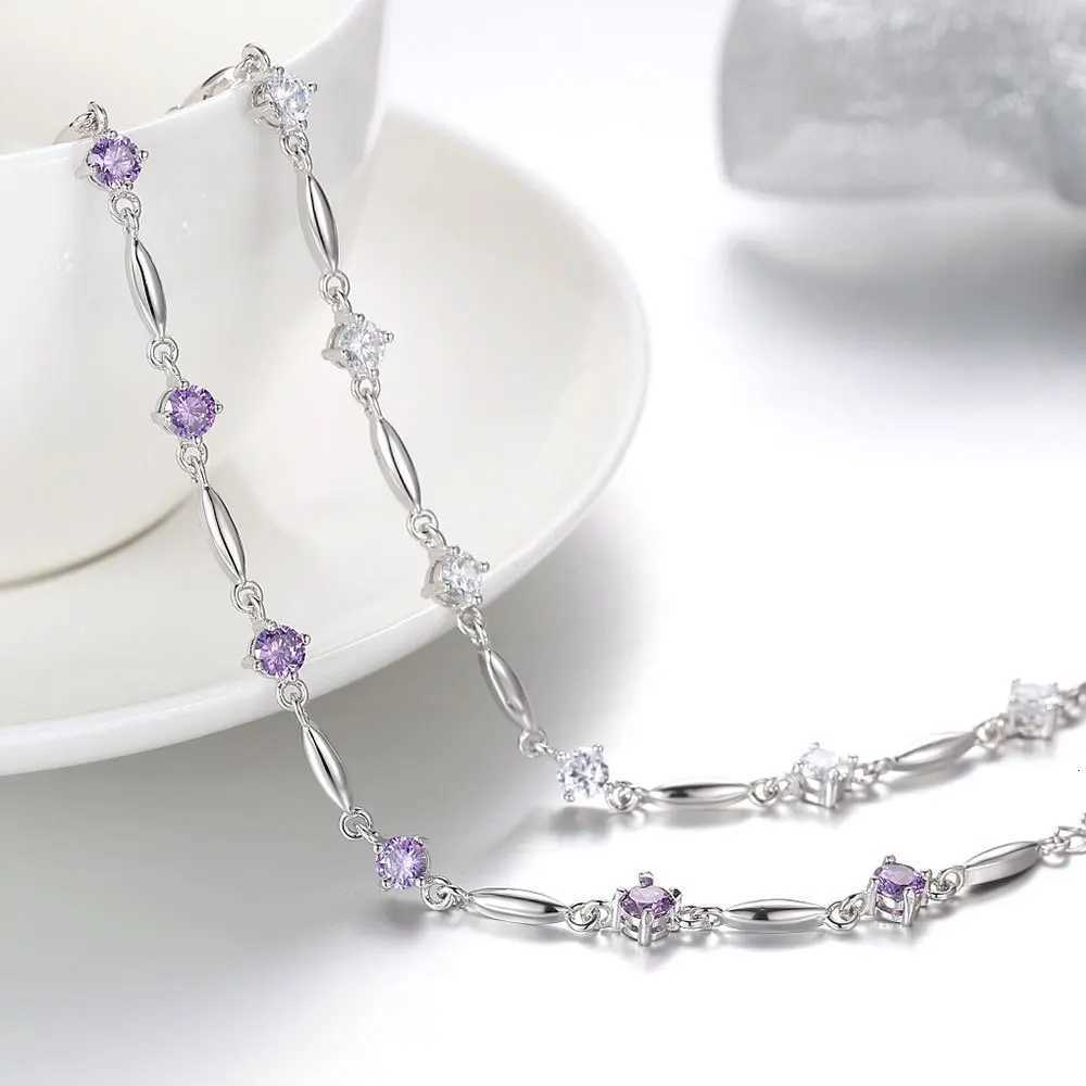 S925 Sterling Silver Bracelet Zircon Sweet Delicate Amethyst Bracelet Jewelry For Women Christmas GiftsT251110
