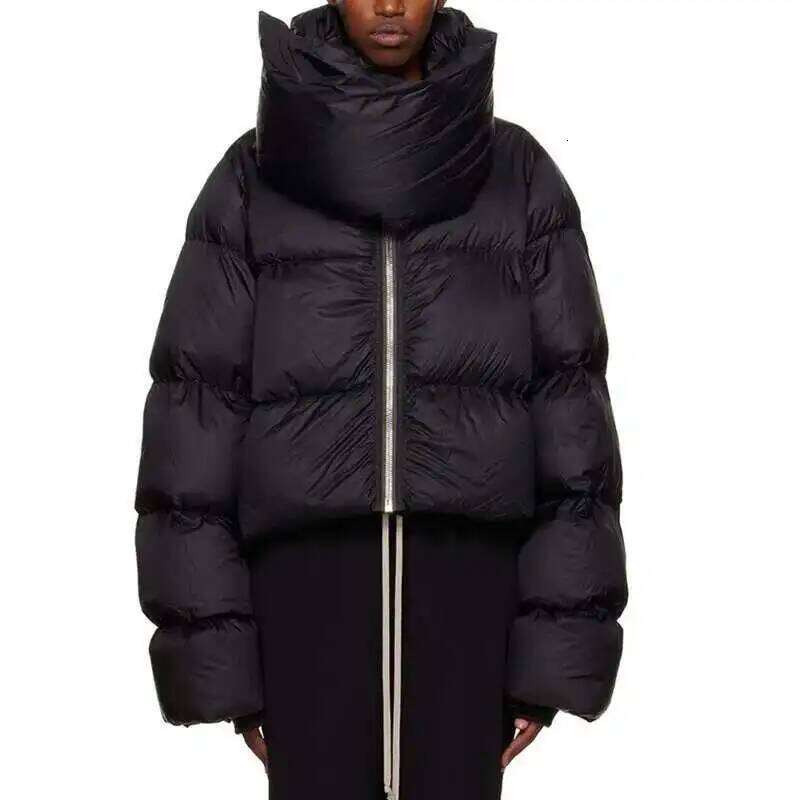 Winter New Women Tide Cotton Padded Jacket Scarf Collar Thick Long Sleeve Zipper Waded Bread Chic Trendy Coat