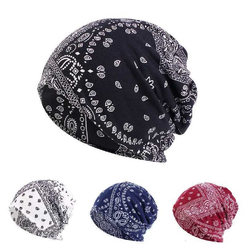 4pcs Unisex Classic Paisley Print Beanie Hip Hop Womens Loose Fit Lightweight Stretchy Skull Cap BreathableXJ251110