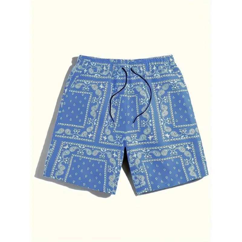 Mens Bohemian Waist Shorts Paisley Printed Summer Beach Shorts High Quality Mens Plus Size Sports Shorts X250410