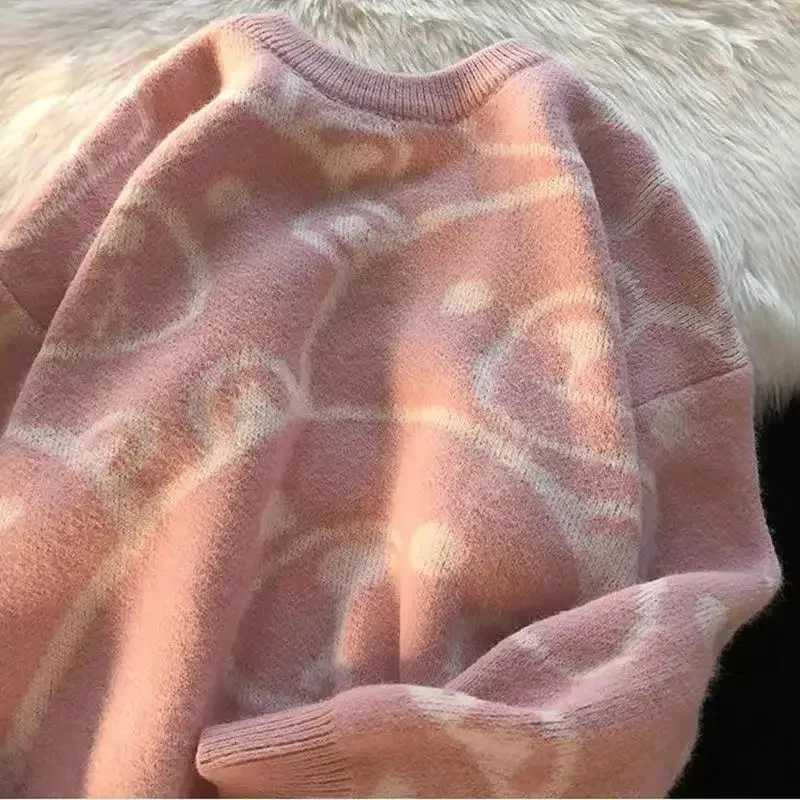 Fashion Hong Kong Style Couple Bear Sweater Mens Autumn Winter 2022 New Idle Style Jacket Student Loose-fit Knitted Top For Men Women Y251110