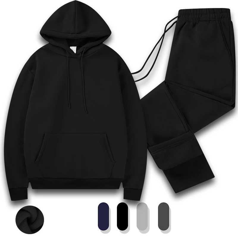 Tracksuit Men 2 Piece Set Big and Tall Long Sleeve Hooded Activewear Suits Gym Workout Training Stretchy Outfits W251110
