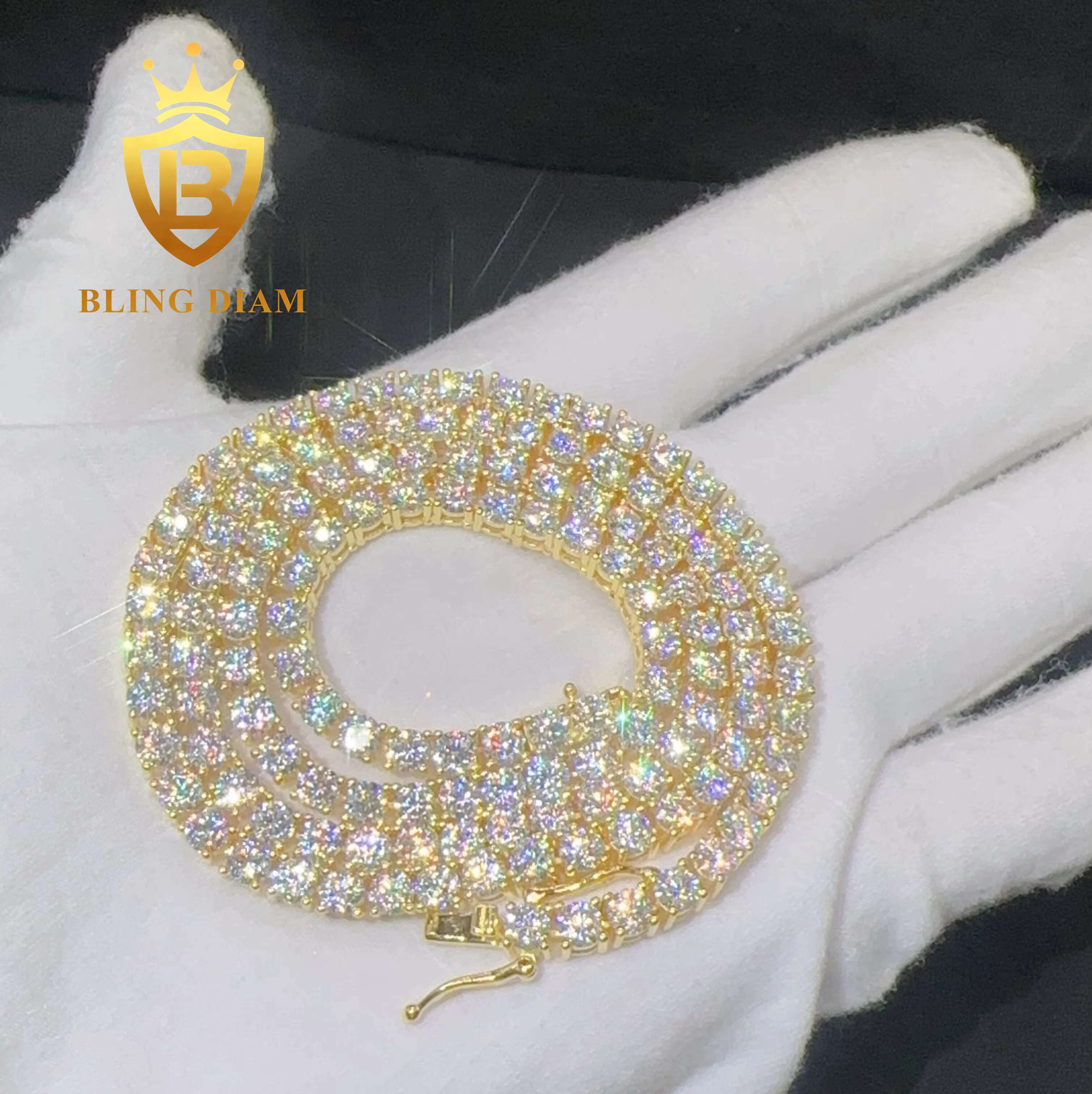 Wholesale Price Fine Jewelry Pass Diamond Tester S925 Sterling Silver 5mm Moissanite Women Men Necklaces Tennis Chain