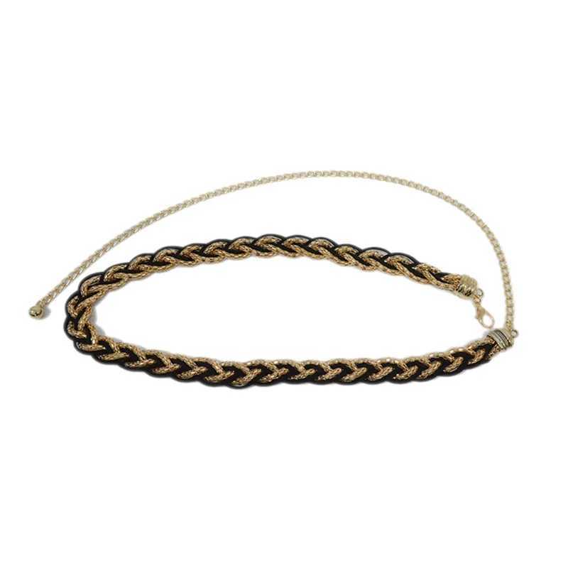 New Summer Womens Fashion Sweet Metal Chain Braided Thin Waist Chain Dress Decorative Strap X250410