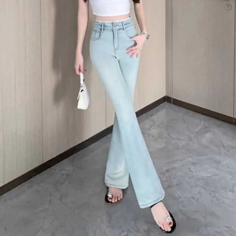 Woman Fashion Daily Designer Y2k Flare Jeans Female High Waist Bell Bottom Pants Girls Stretch Slim Fit Casual Denim Trousers C251110