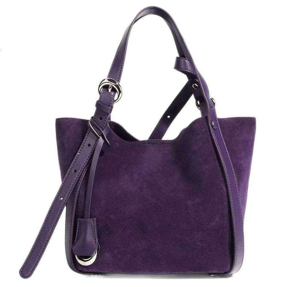 Women's Suede Leather Tote Large Capacity Bucket For Autumn Winter Split Cowhide Crossbody Shoulder Bag Suotong1110