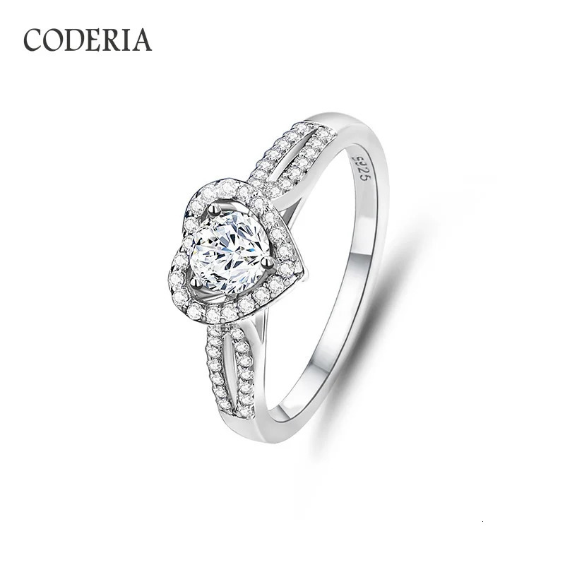Heart 05 Carat Ring Plated 18K White Gold 925 Silver Wedding Diamond Rings Boutique Jewelry 251103